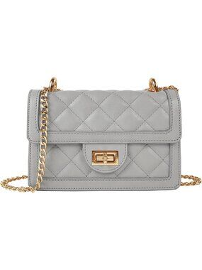 Women's Grey Small Quilted Imported Cross Body Mini Shoulder Bag Purse